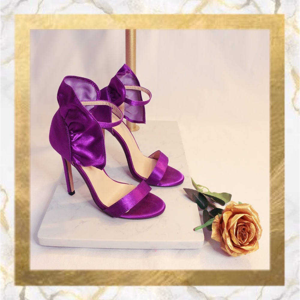 Purple Satin Sandal Heels